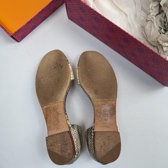 Tory Burch Snakeskin Print Savannah Flat Sandal - Picture 7 of 8